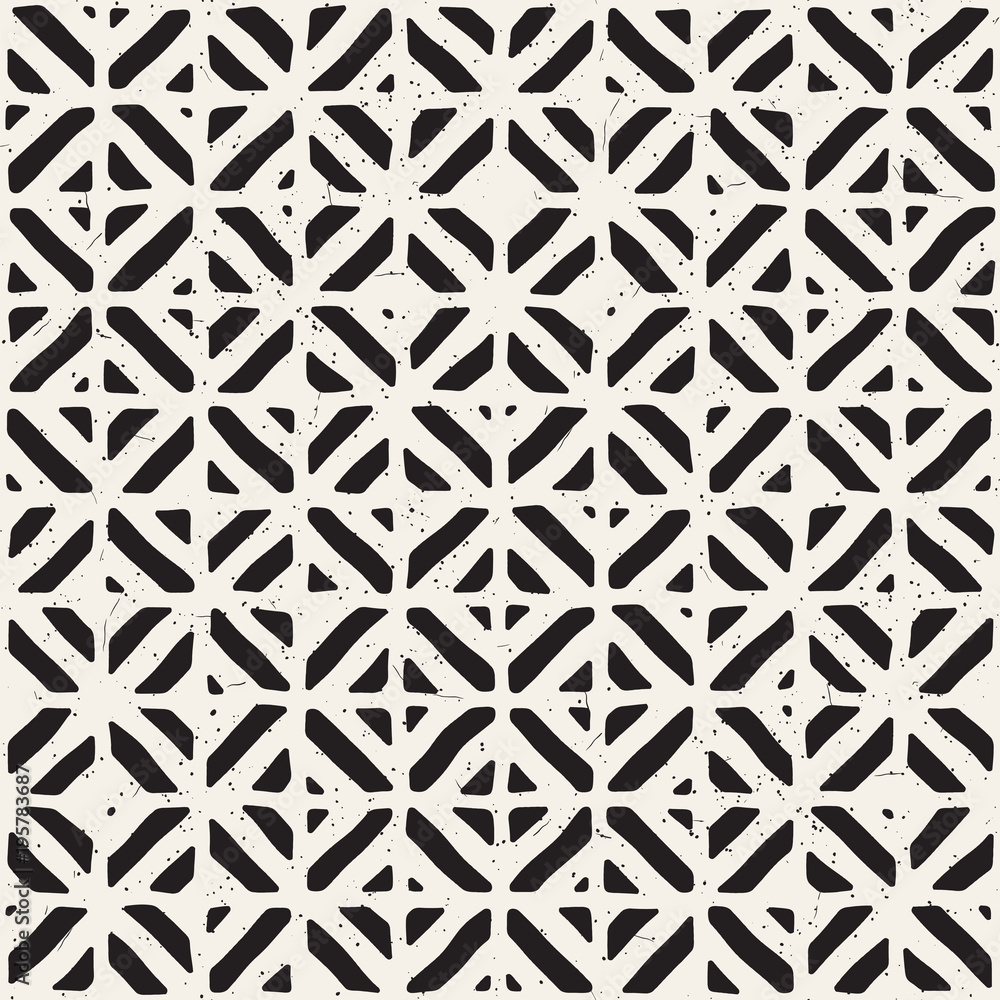 Fototapeta premium Hand drawn seamless repeating pattern with lines tiling. Grungy freehand background texture.