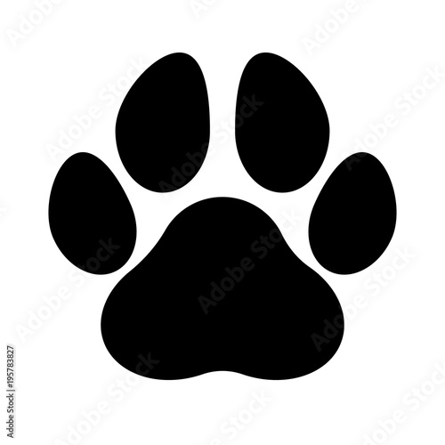 Paw Print Black Silhouette, Isolated. photo