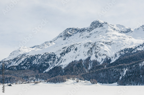 Surlej  Silvaplana  Dorf  Corvatsch  Bergbahn  Piz Surlej  Piz Corvatsch  Silvaplanersee  Engadin  Oberengadin  Alpen  Piz Roseg  Winter  Wintersport  Langlauf  Langlaufkurs  Graub  nden  Schweiz