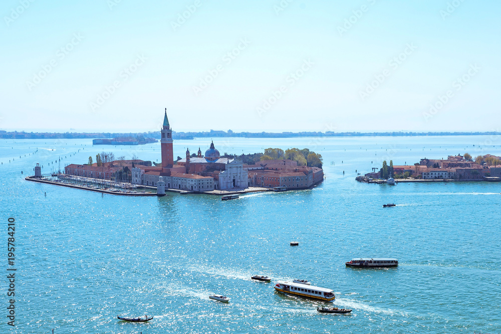 Panoramic aerial cityscape view to Venice in Italy