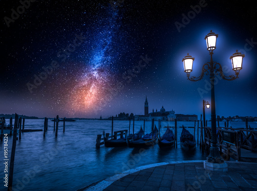 Grand Canal and milky way in Venice, Italy
