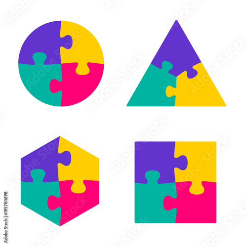 Puzzle icons set, vector isolated color illustration, for your design