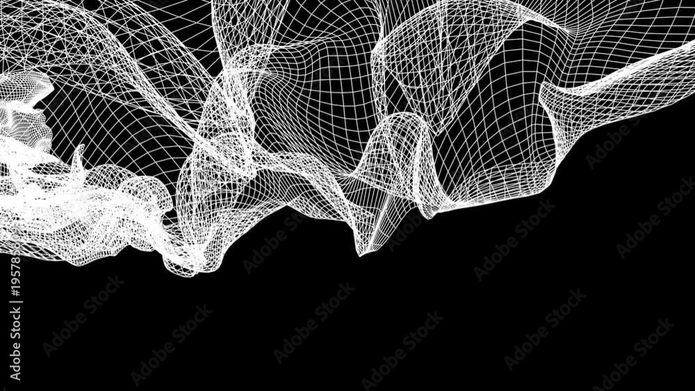 grid net abstract drawing polygonal smoke cloud soft moving simulation motion graphics animation background new quality retro vintage style cool nice beautiful 4k video footage