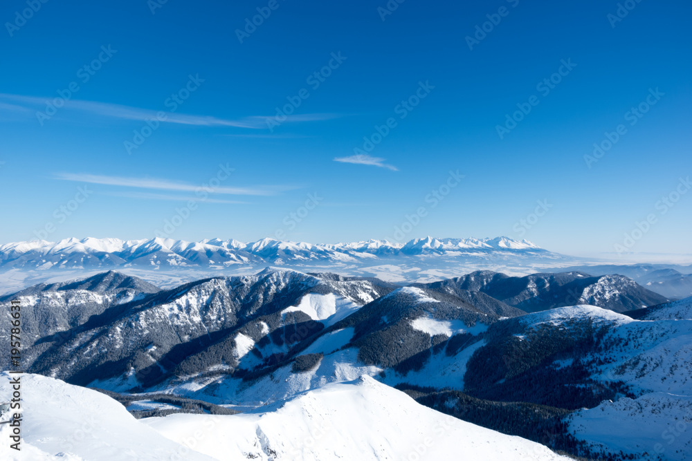 Panorama of High Tatras, view from Chopok mountain, Jasna, Low Tatras, Slovakia