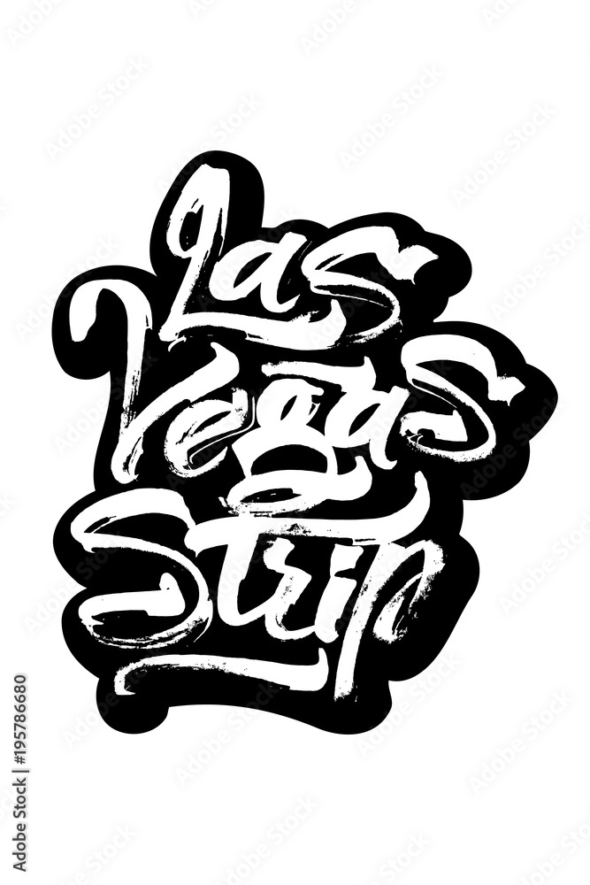 Las Vegas Strip. Sticker. Modern Calligraphy Hand Lettering for Serigraphy Print. Las Vegas Strip. Sticker. Modern Calligraphy Hand Lettering for Serigraphy Print.