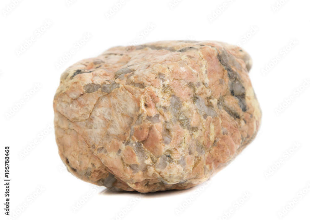 Single natural stone on white background, close-up Single natural stone on white background, close-up