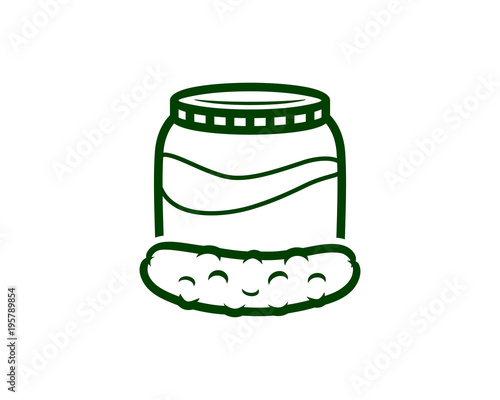 Simple Line Art Pickles Cucumber Fruits and Jars Sign Symbol Logo Vector