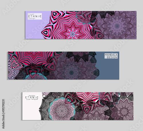 Ethnic banners template with floral Mandala ornament.