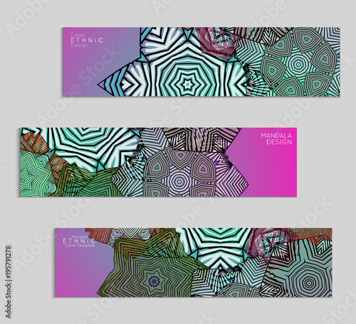 Ethnic banners template with floral Mandala ornament.