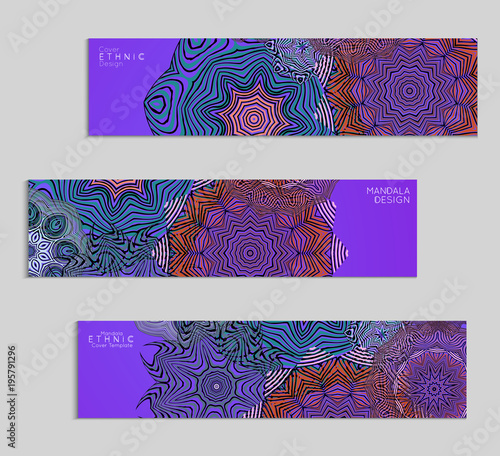 Ethnic banners template with floral Mandala ornament.