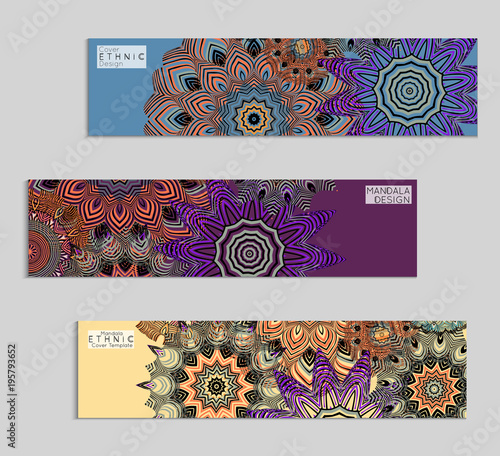 Ethnic banners template with floral Mandala ornament.