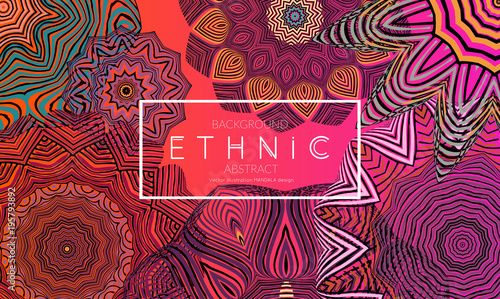 Ethnic banners template with floral Mandala ornament.