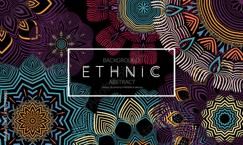 Ethnic banners template with floral Mandala ornament.