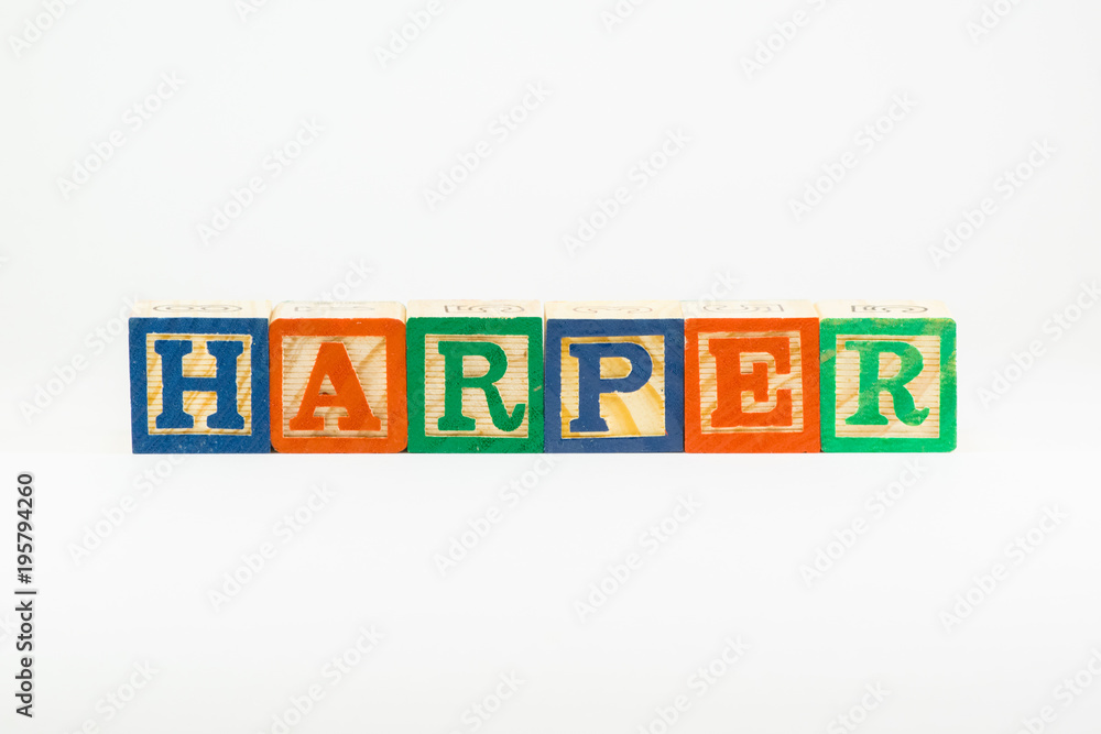 Harper - common girl's name in wooden alphabet blocks Harper - common girl's name in wooden alphabet blocks