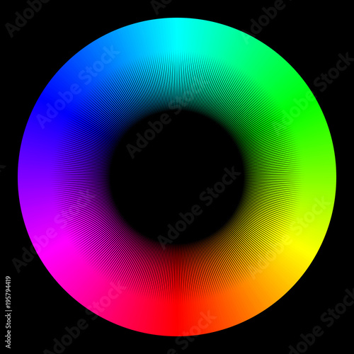Vector Bright Iridescent RGB Eye Iris Ring  - Optical Spectrum Wheel Sign Geometry 
