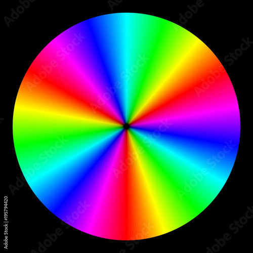 Vector Bright Iridescent RGB Disc  - Optical Spectrum Wheel Sign Geometry 
