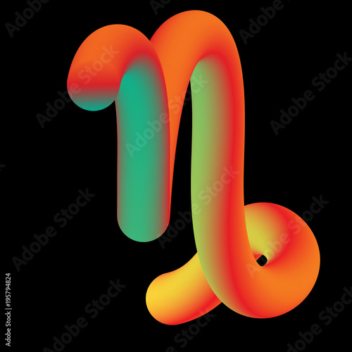 Vector Astrological Mystical Diagram Symbol - Sigh of  Capricorn or Mountain Sea-goat
