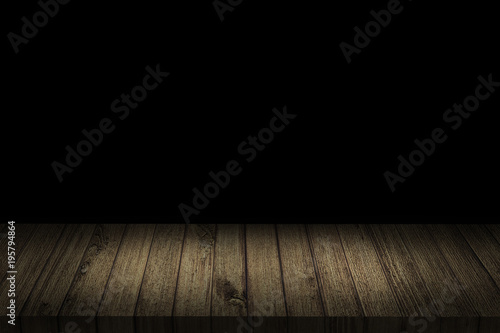 Empty table in dark shadow. 3D illustration.