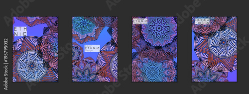 Ethnic banners template with floral Mandala ornament.