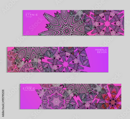 Ethnic banners template with floral Mandala ornament.