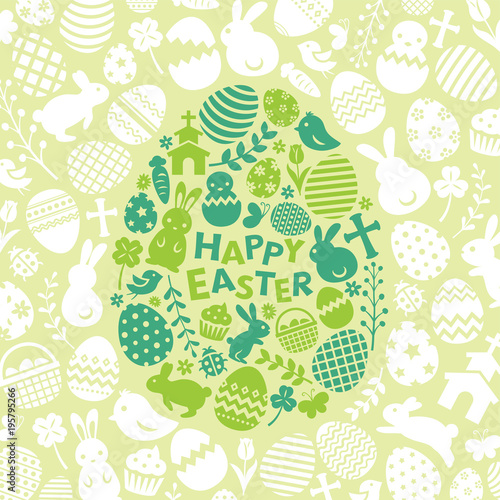 イースター　フラットアイコンの卵型のカード