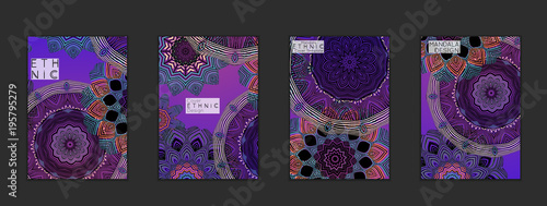 Ethnic banners template with floral Mandala ornament.