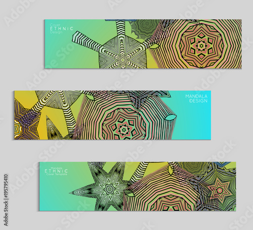 Ethnic banners template with floral Mandala ornament.
