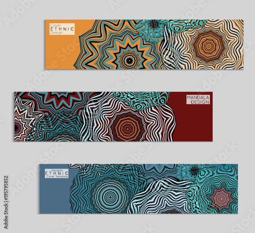 Ethnic banners template with floral Mandala ornament.