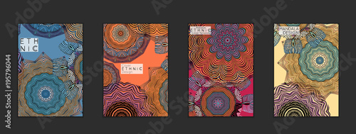 Ethnic banners template with floral Mandala ornament.