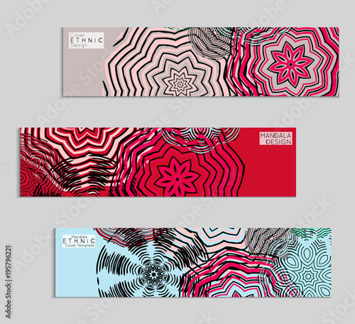 Ethnic banners template with floral Mandala ornament.