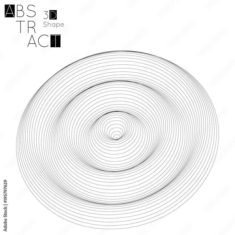 Fototapeta premium Abstract 3D wireframe geometric shape isolated on white background Circle wave on grid