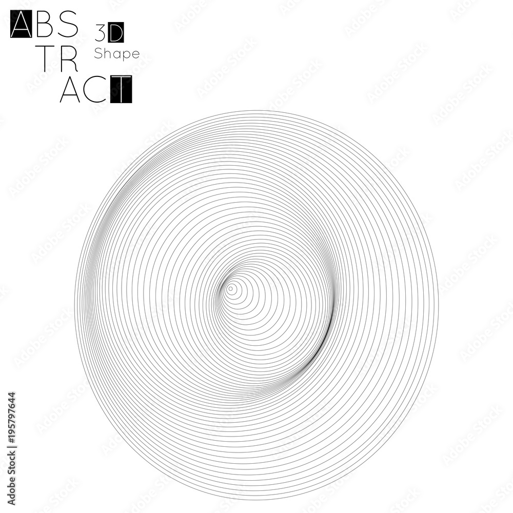 Abstract 3D wireframe geometric shape isolated on white background Circle wave on grid Abstract 3D wireframe geometric shape isolated on white background Circle wave on grid