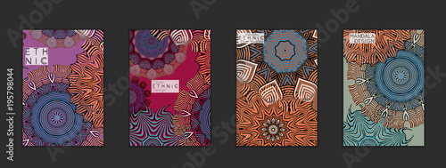 Ethnic banners template with floral Mandala ornament.