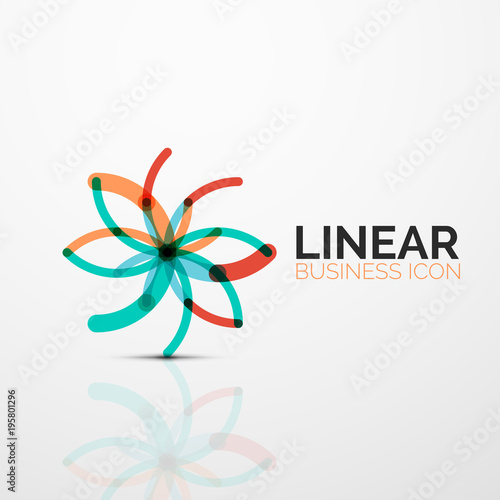 Outline minimal abstract geometric linear business icon made of line segments, elements