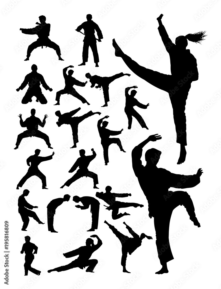Karate martial art detail silhouette. Vector, illustration. Good use for symbol, logo, web icon, mascot, sign, or any design you want.