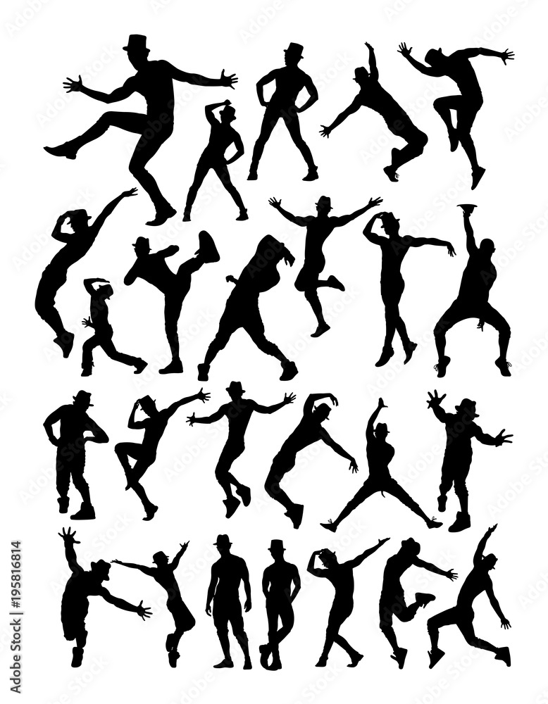 Male dancer detail silhouette. Vector, illustration. Good use for symbol, logo, web icon, mascot, sign, or any design you want.
