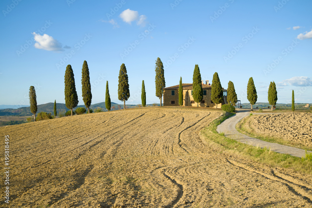 A traditional rural landscape on a sunny September day. Tuscany, Italy