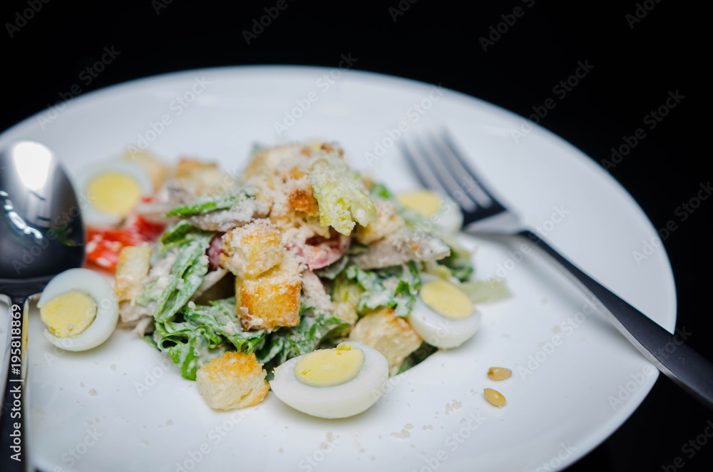 Closed up of Cesar Salad, healthy food, clean food, organic vegetables. Closed up of Cesar Salad, healthy food, clean food, organic vegetables.