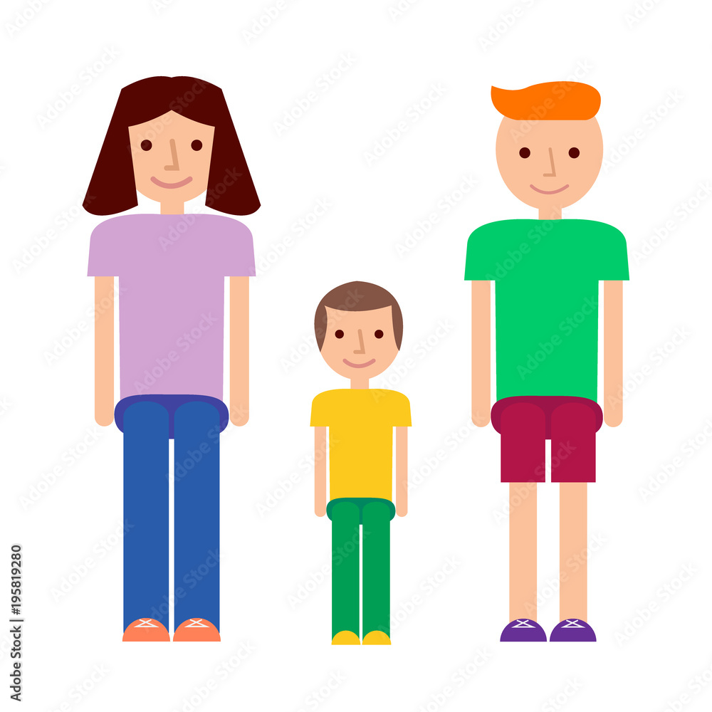 Happy smiling familly couple in love vector characters with kid togetherness relationship illustration. Happy smiling familly couple in love vector characters with kid togetherness relationship illustration.