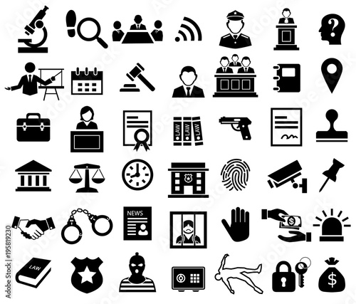 justice and legal sign icon set