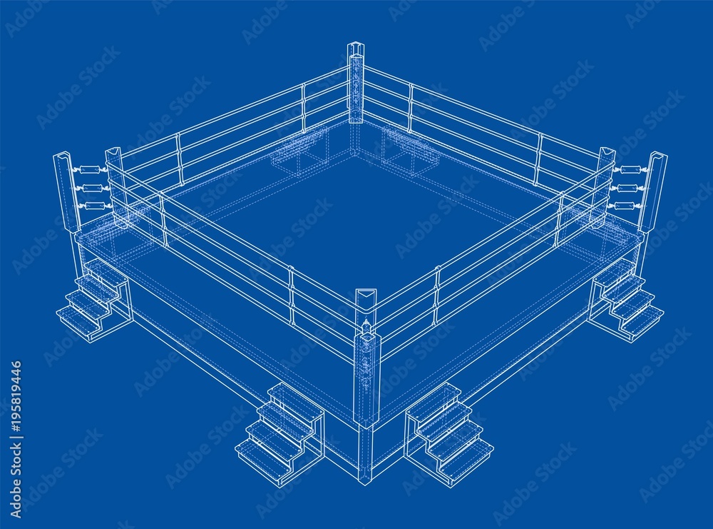 Boxing ring isolated on white background