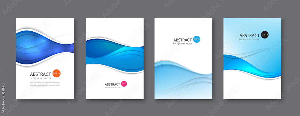 Fototapeta premium Blue line abstract set background. Vector illustration.