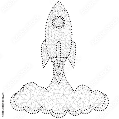 rocket startup, polygon, black-white