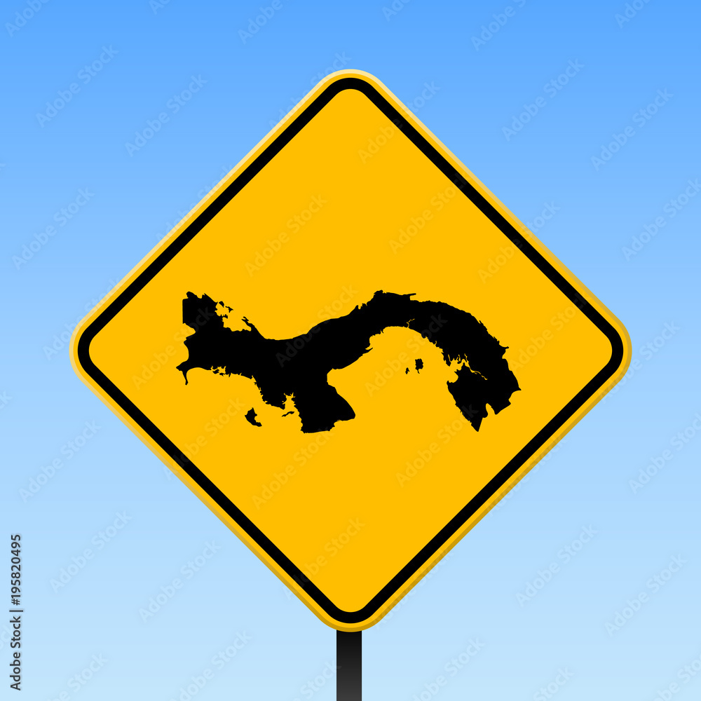 Panama map on road sign. Square poster with Panama country map on