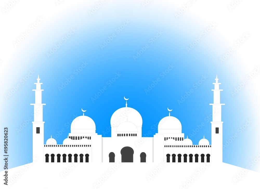 White mosque illustration design background