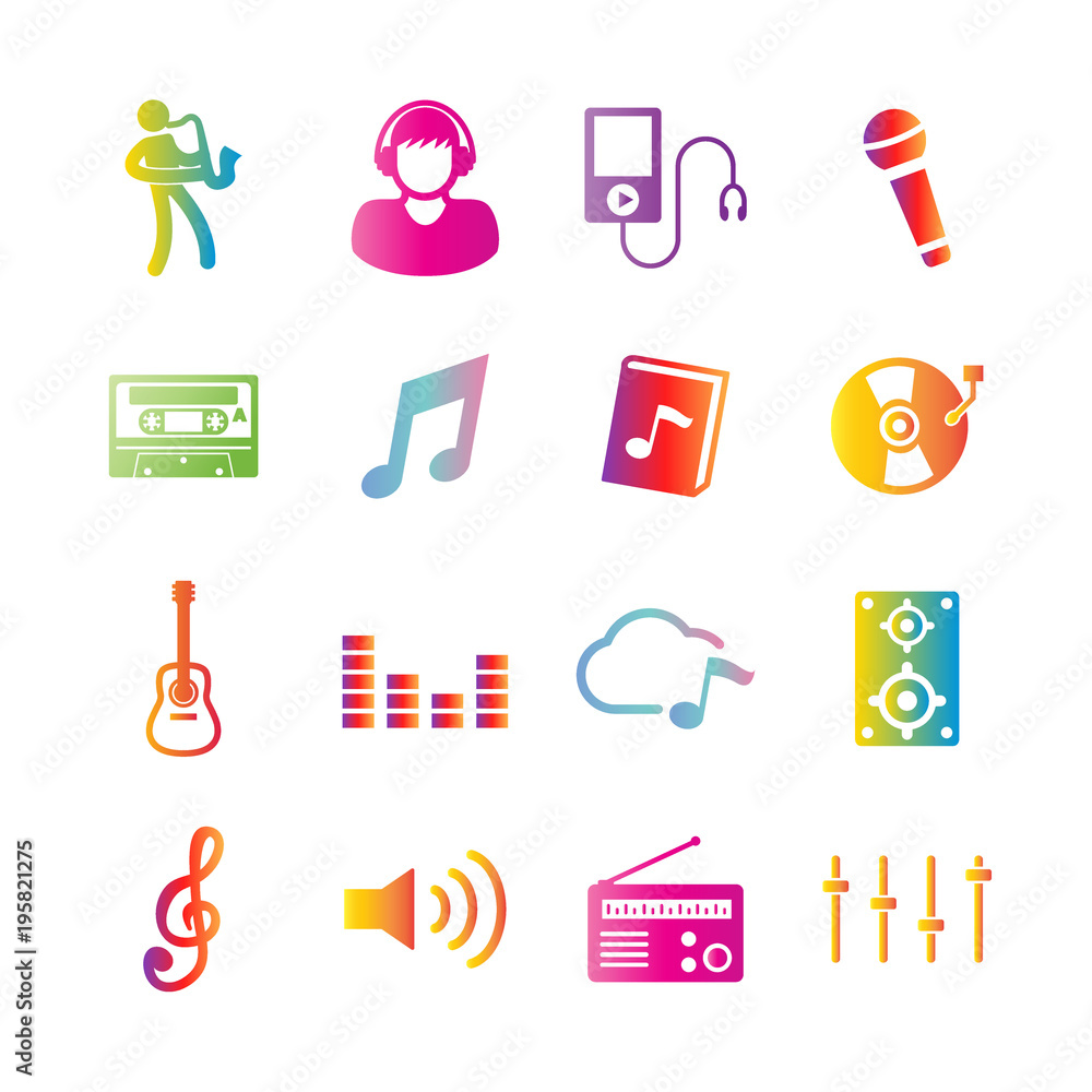 music vector gradient icons music vector gradient icons