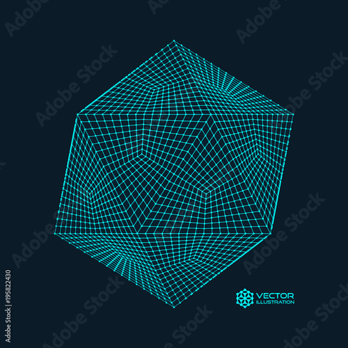 Molecular grid. 3d technology style. Vector illustration. Futuristic connection structure for chemistry and science.