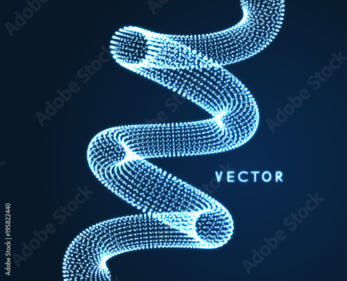 Spiral. Connection Structure. Abstract grid design. 3d vector Illustration for science, technology.