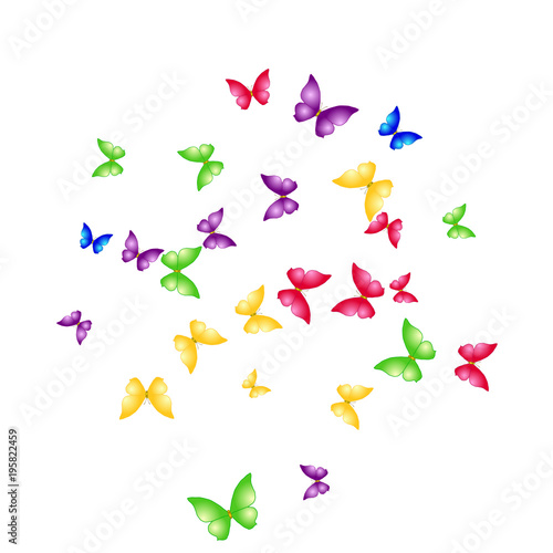 Spring Background with Colorful Butterflies. Simple Feminine Pattern for Card  Invitation  Print. Trendy Decoration with Beautiful Butterfly Silhouettes. Vector Background with Moth