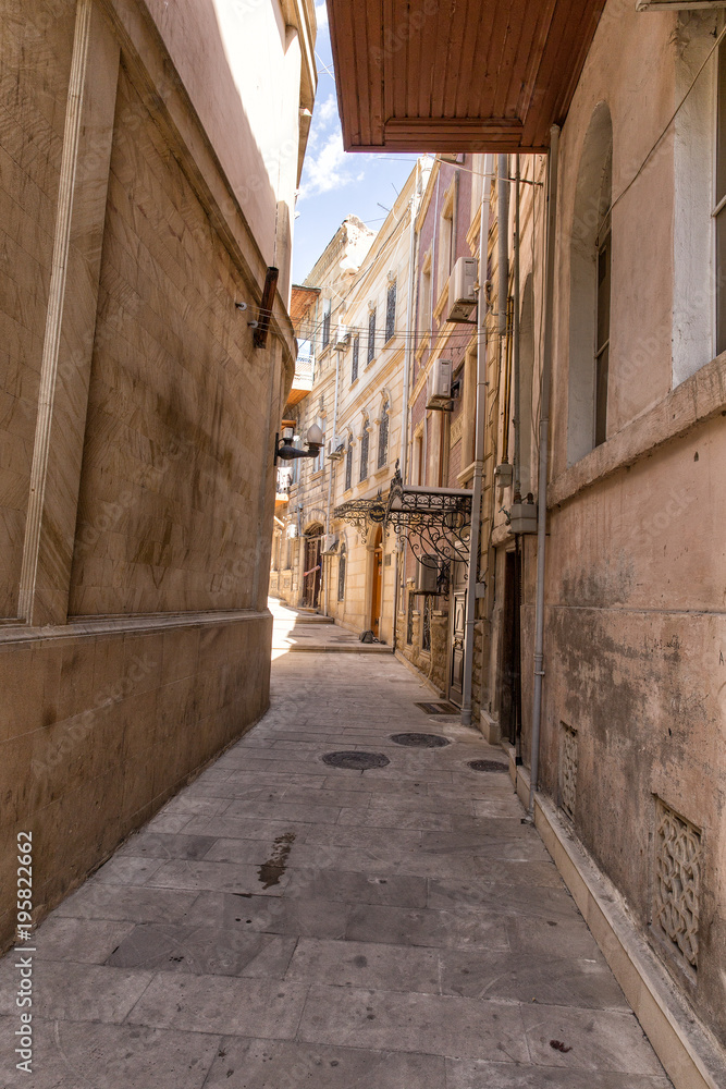 Narrow street of the old city of Baku. Republic of Azerbaijan